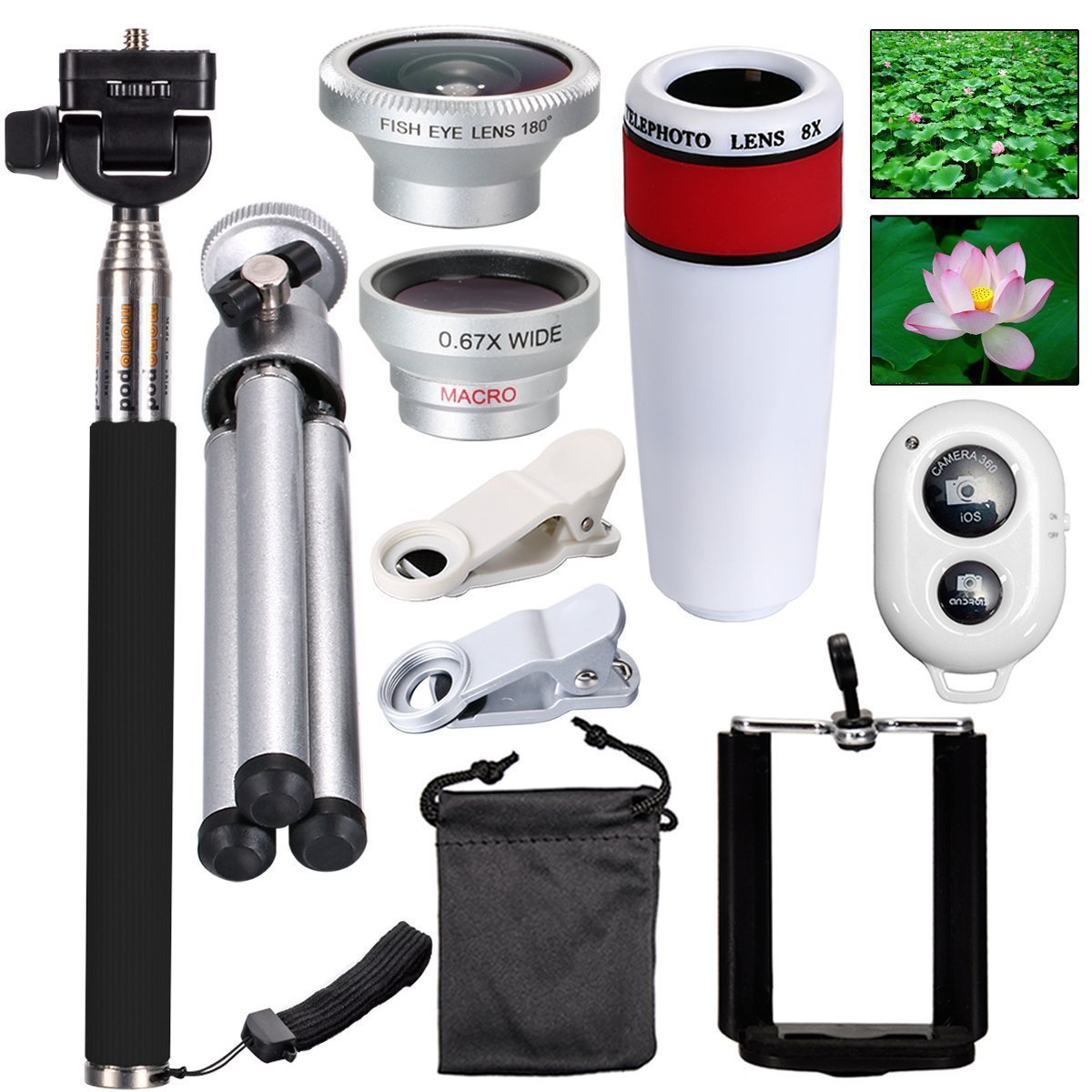 1 Phone Monopod Camera Lens Kit